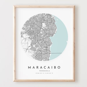 Impressão de mapa de Maracaibo, mapa de Maracaibo pôster arte de parede da cidade, mapa de estradas de Maracaibo, decoração de mapa de rua de impressão de Maracaibo, presente de escritório, L146v4