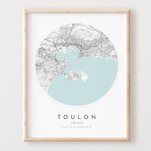 Toulon Map Print, Toulon Map Poster City Wall Art, Toulon Road Map, Toulon Print Street Map Decor,  Office Gift, L468v4
