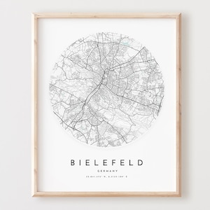 Bielefeld Karte Print, Bielefeld Karte Poster Stadt Wandkunst, Bielefeld Straßenkarte, Bielefeld Print Straßenkarte Dekor, Büro Geschenk, L484v4
