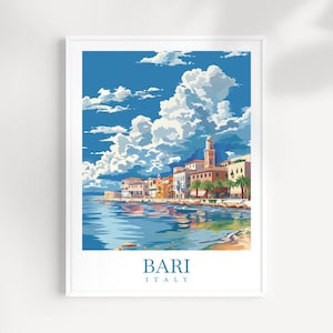 Bari Italy Travel Poster: Coastal City Wall Art