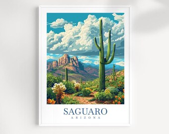 Saguaro Cactus Print: Arizona Desert Landscape Art