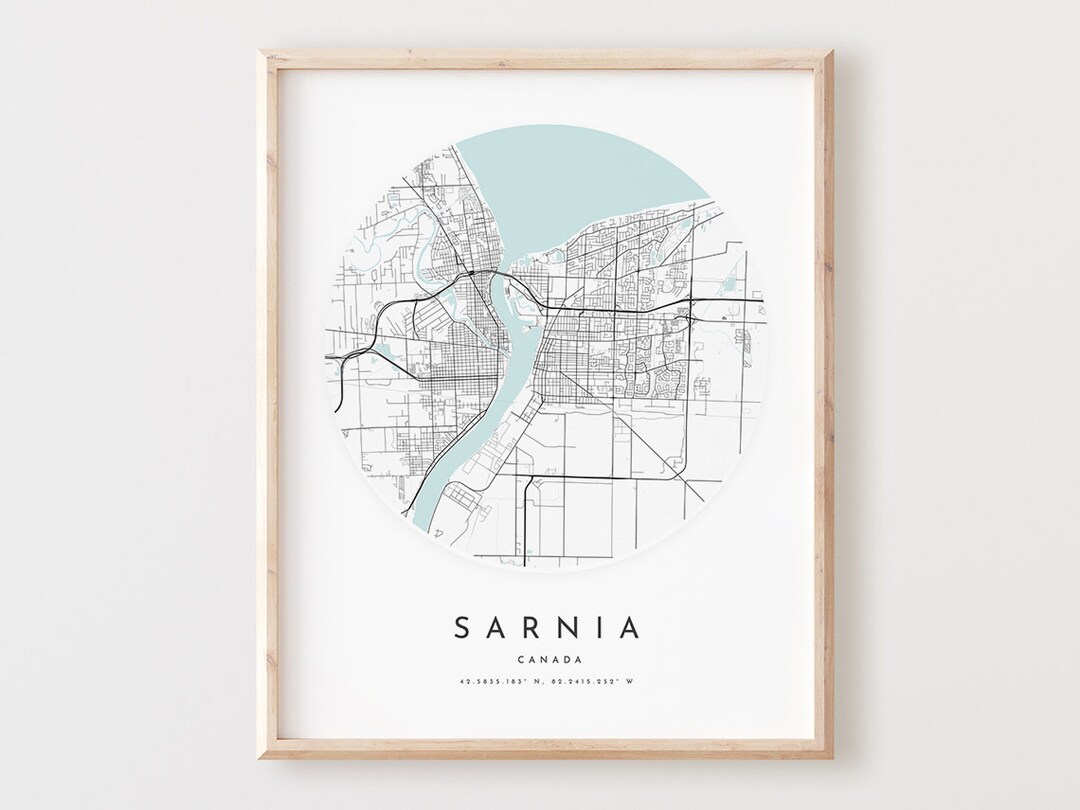 Sarnia Map Print, Sarnia Map Poster City Wall Art, Sarnia Road Map