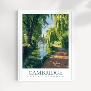 Cambridge Travel Print Wall Art UK Wall Hanging Home Décor Cambridge Gift Art Lovers England Art Lover Gift Cambridge Art Travel