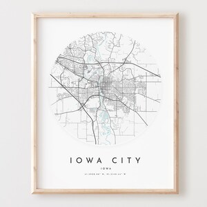 Impressão de mapa da cidade de Iowa, mapa da cidade de Iowa pôster arte de parede da cidade, mapa de estradas Ia, decoração de mapa de rua com impressão de Iowa, presente de escritório, L793v4