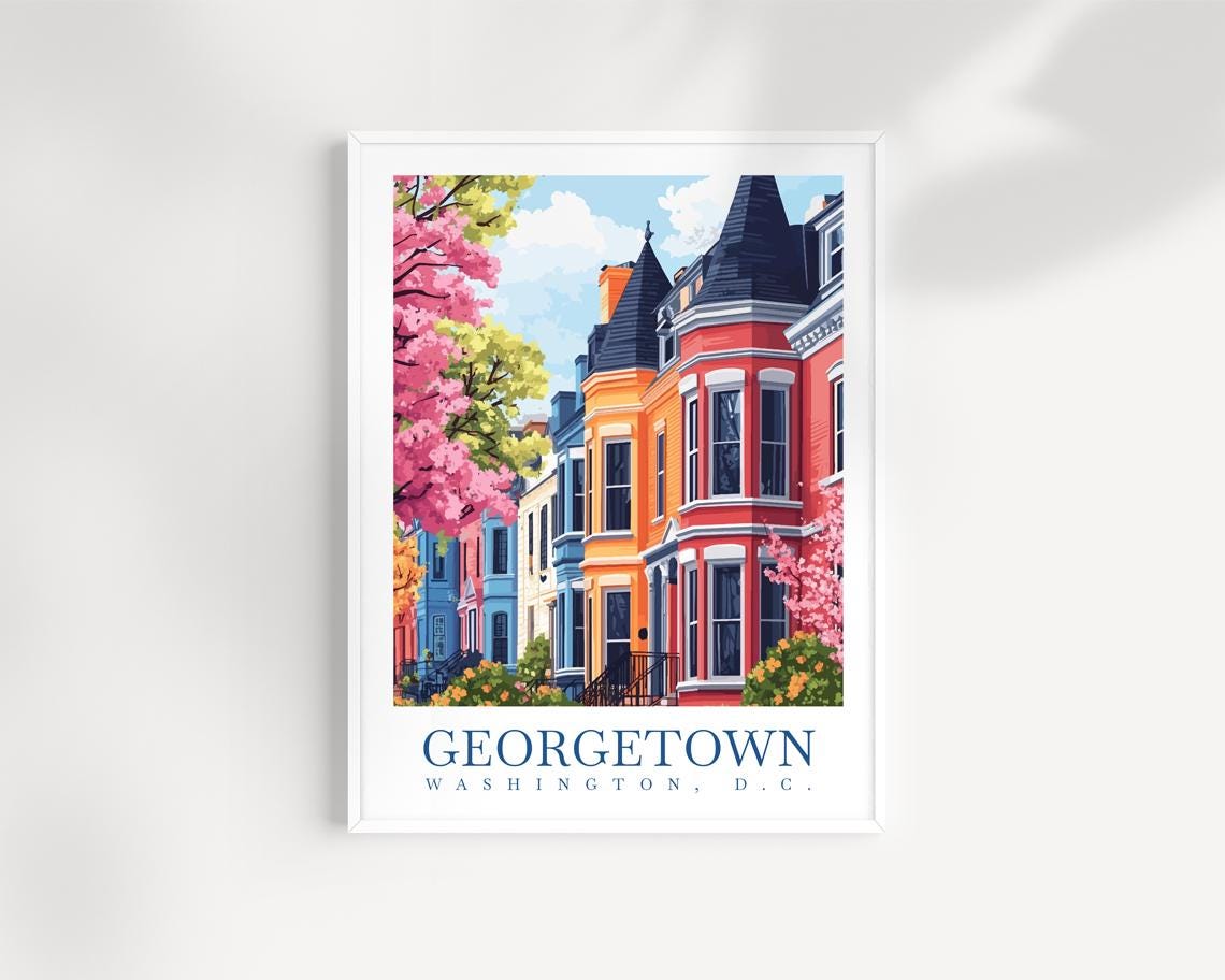 Georgetown DC Travel Print: Historic Cityscape & Architecture