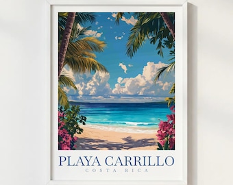 Playa Carrillo Costa Rica Travel Print Illustration Style Wall Art Poster Beach Nature Decor