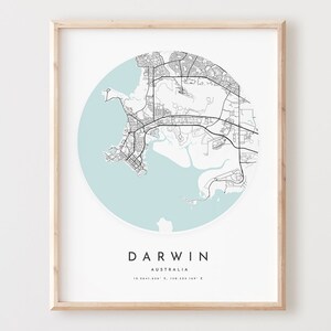 Impressão de mapa de Darwin, mapa de Darwin pôster arte de parede de cidade, mapa de estrada de Darwin, decoração de mapa de rua de impressão de Darwin, presente de escritório, L909v4