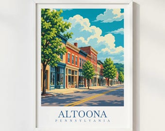 Altoona Pennsylvania Travel Print, Historic Downtown Wall Art, Small Town City Poster