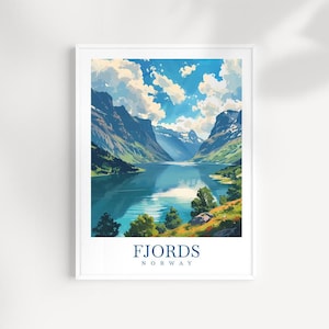 Norway Fjords Travel Poster: Scandinavian Wall Art