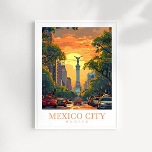 Impression de voyage de la ville de Mexico, art mural, tenture murale du Mexique, décoration de la maison, cadeau de la ville de Mexico pour les amateurs d&#39;art, impression d&#39;art mural, impression d&#39;art du Mexique