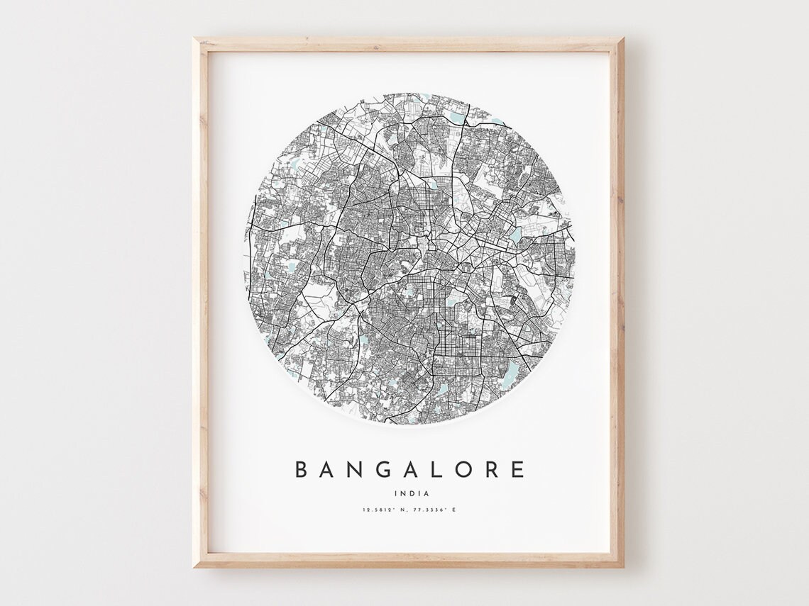 Bangalore Map Print Bangalore Map Poster City Wall Art - Etsy