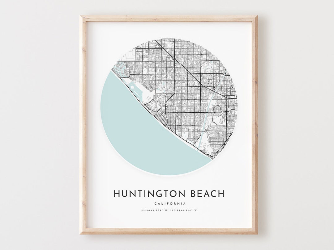 Huntington Beach Map Print, Huntington Beach Map Poster City Wall Art