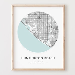 Impressão de mapa de Huntington Beach, pôster de mapa de Huntington Beach arte de parede da cidade, mapa de estradas da Califórnia, decoração de mapa de ruas com impressão da Califórnia, presente de escritório, L615v4