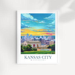 Kansas City Travel Print Missouri Wall Art Kansas City Poster Kansas City Home Décor Kansas City Gift Art Lovers Missouri travel Poster