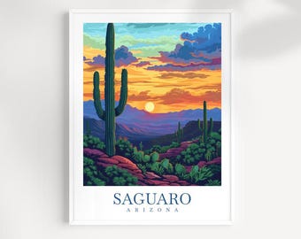 Saguaro Cactus Print: Arizona Desert Landscape Art