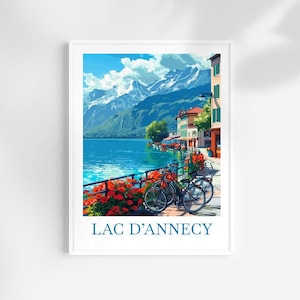 Lake Annecy Travel Print France Home Decor Cityscape Art Print Annecy Wall Art for Travel Enthusiast Gift Annecy Wall Hanging Annecy France