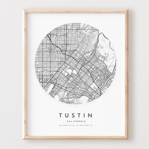 Tustin Map Print, Tustin Map Poster City Wandkunst, Ca Straßenkarte, California Print Street Map Dekor, Büro Geschenk, L1005v4