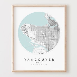 Impressão de mapa de Vancouver, mapa de Vancouver pôster arte de parede da cidade, mapa de estradas de Vancouver, decoração de mapa de rua de impressão de Vancouver, presente de escritório, L131v4