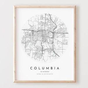Impressão de mapa de Columbia, pôster de mapa de Columbia, arte de parede de cidade, mapa de estrada Mo, decoração de mapa de rua com impressão de Missouri, presente de escritório, L737v4