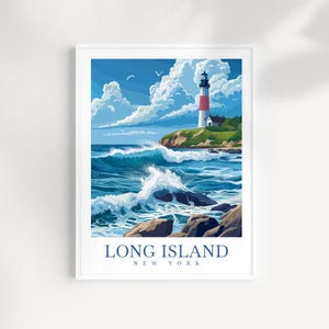 Long Island Nowy Jork Podróż Wydrukuj Ścienną Sztukę Long Island Wisząca na Ścianie Wystrój Domu Long Island Plakat Long Island Sztuka Prezent Miłośnik