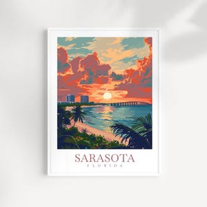 Sarasota Travel Print Sarasota Poster Wandkunst Florida Wandbehang Home Décor Sarasota Geschenk Kunstliebhaber Florida Kunst Geschenk Sarasota