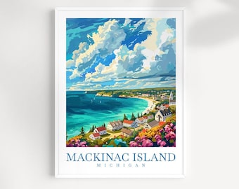 Mackinac Island Travel Print: Michigan Wall Art Hanging