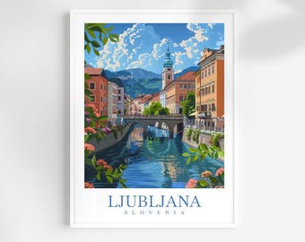 Ljubljana Slowenien Reise-Druck: Stadtansicht Wandkunst