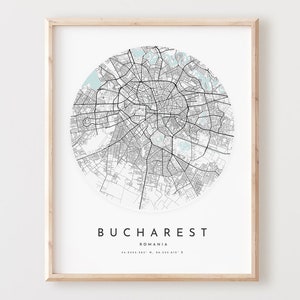Impressão de mapa de Bucareste, mapa de Bucareste pôster arte de parede da cidade, mapa de estradas de Bucareste, decoração de mapa de ruas de Bucareste, presente de escritório, L156v4