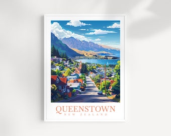 Queenstown Travel Print Wall Art, Queenstown New Zealand Poster, Wall Hanging, Home Decoration, Birthday Gift Ideas, Queenstown Gift