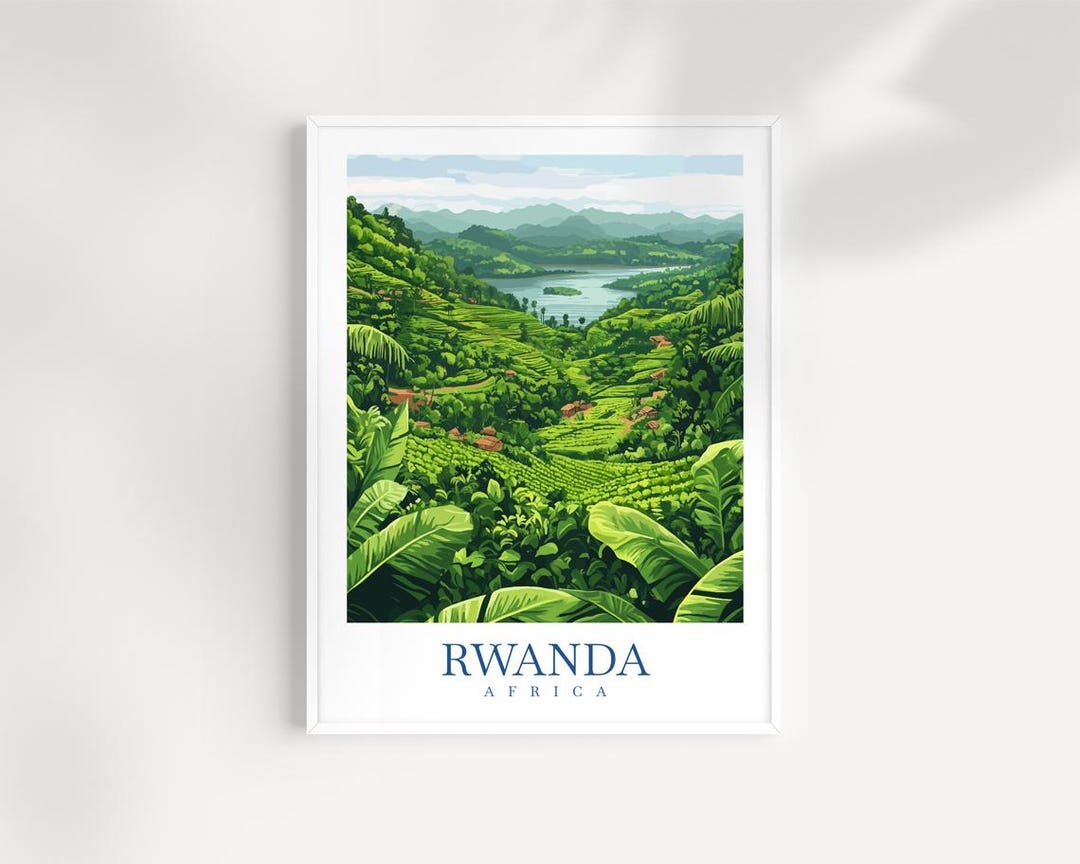 Inore Rwanda Drawing Rwanda Landscape Art Print: Kigali City Illustration, East Africa Decor ...