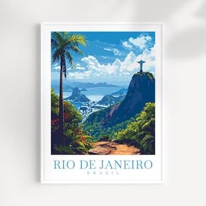 Póster de Río de Janeiro, impresión de viaje, arte de pared, Brasil, colgante de pared, decoración del hogar, regalo de Río de Janeiro, arte de pared para amantes del arte, impresión de arte, arte de Brasil