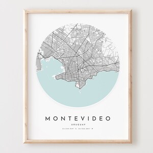 Impressão de mapa de Montevidéu, mapa de Montevidéu pôster arte de parede da cidade, mapa de estradas de Montevidéu, decoração de mapa de ruas de Montevidéu, presente de escritório, L192v4