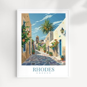 Rhodes Greece Travel Print: Mediterranean Wall Art