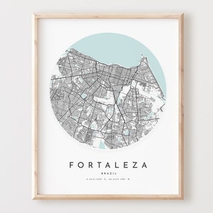Impressão de mapa de Fortaleza, mapa de Fortaleza pôster arte de parede da cidade, mapa de estradas de Fortaleza, decoração de mapa de ruas de Fortaleza, presente de escritório, L76v4