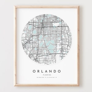 Impresión de mapa de Orlando, póster de mapa de Orlando, arte de pared de la ciudad, mapa de carreteras de Florida, decoración de mapa de calles de Florida, regalo de oficina, L166v4