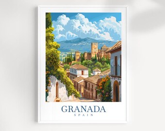 Granada Spain Travel Print: Alhambra Wall Art