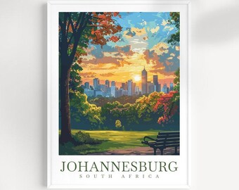Johannesburg South Africa Travel Poster: City Skyline Art Print