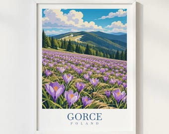 Gorce Poland Travel Poster, Gorce Mountains Print, Polish Landscape Wall Art, Tatra Inspired Nature Illustration