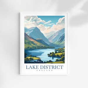 Lake District Travel Poster: England Wall Art, Cumbria Gift
