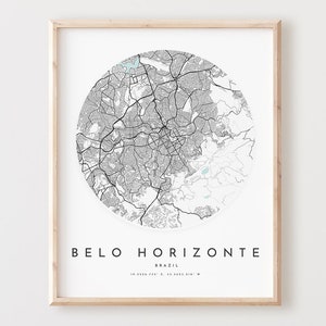 Impresión de mapa de Belo Horizonte, póster de mapa de Belo Horizonte, arte de pared de ciudad, mapa de carreteras de Belo Horizonte, decoración de mapa callejero de Belo Horizonte, L43v4