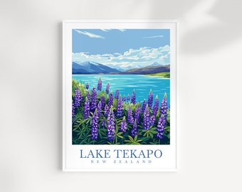 Lake Tekapo Travel Print Wall Art Lake Tekapo Wall Hanging Home Décor Lake Tekapo Gift Art Lovers New Zealand Art Lover Gift Print Lake A