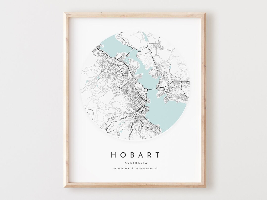 Hobart Map Print, Hobart Map Poster City Wall Art, Hobart Road Map
