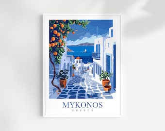 Mykonos Travel Print Wall Art Greece Wall Hanging Home Decoration Mykonos Gift Art Lovers Wall Art Print Mykonos Greece Wall Poster