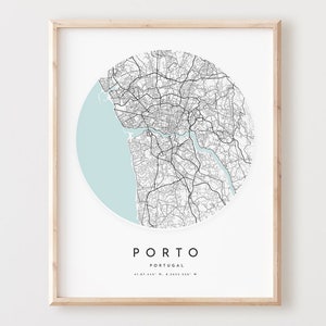Porto Karte Drucken, Porto Karte Poster Stadt Wandbild, Porto Straßenkarte Porto Straßen Karte Dekor, Büro Geschenk, L215v4