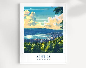 Stampa di viaggio di Oslo, Norvegia: arte murale scandinava