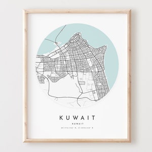 Kuwait Map Print, Kuwait Map Poster City Wandkunst, Kuwait Road Map, Kuwait Print Street Map Dekor, Büro Geschenk, L148v4