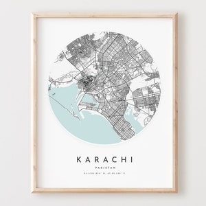 Impressão de mapa de Karachi, mapa de Karachi pôster arte de parede da cidade, mapa de estradas de Karachi, decoração de mapa de rua com impressão de Karachi, presente de escritório, L12v4