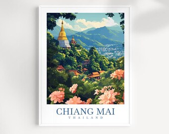 Chiang Mai Thailand Kunstdruck: Thailändischer Tempel, asiatisches Dekor
