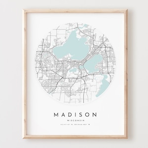Impressão de mapa de Madison, mapa de Madison, pôster de arte de parede da cidade, mapa de estradas Wi, decoração de mapa de rua com impressão de Wisconsin, presente de escritório, L415v4