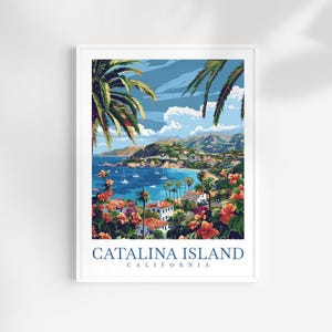 Stampa da parete di viaggio dell&#39;isola di Catalina, decorazione da parete dell&#39;isola di Catalina, decorazione per la casa, regalo dell&#39;isola di Catalina, amanti dell&#39;arte, regalo per gli amanti della California